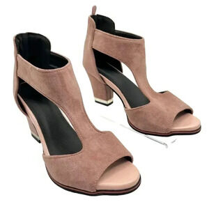 BUTITI NEW Women 8 Pink Cutout Peep-Toe Suede Pump Zip Closure Elegant Chic